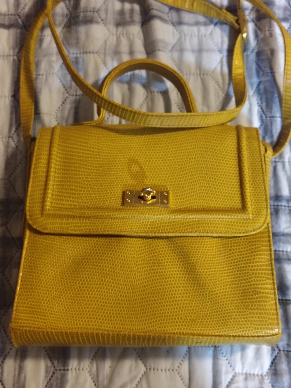Chaus Yellow Textured Top-Handle Crossbody Bag